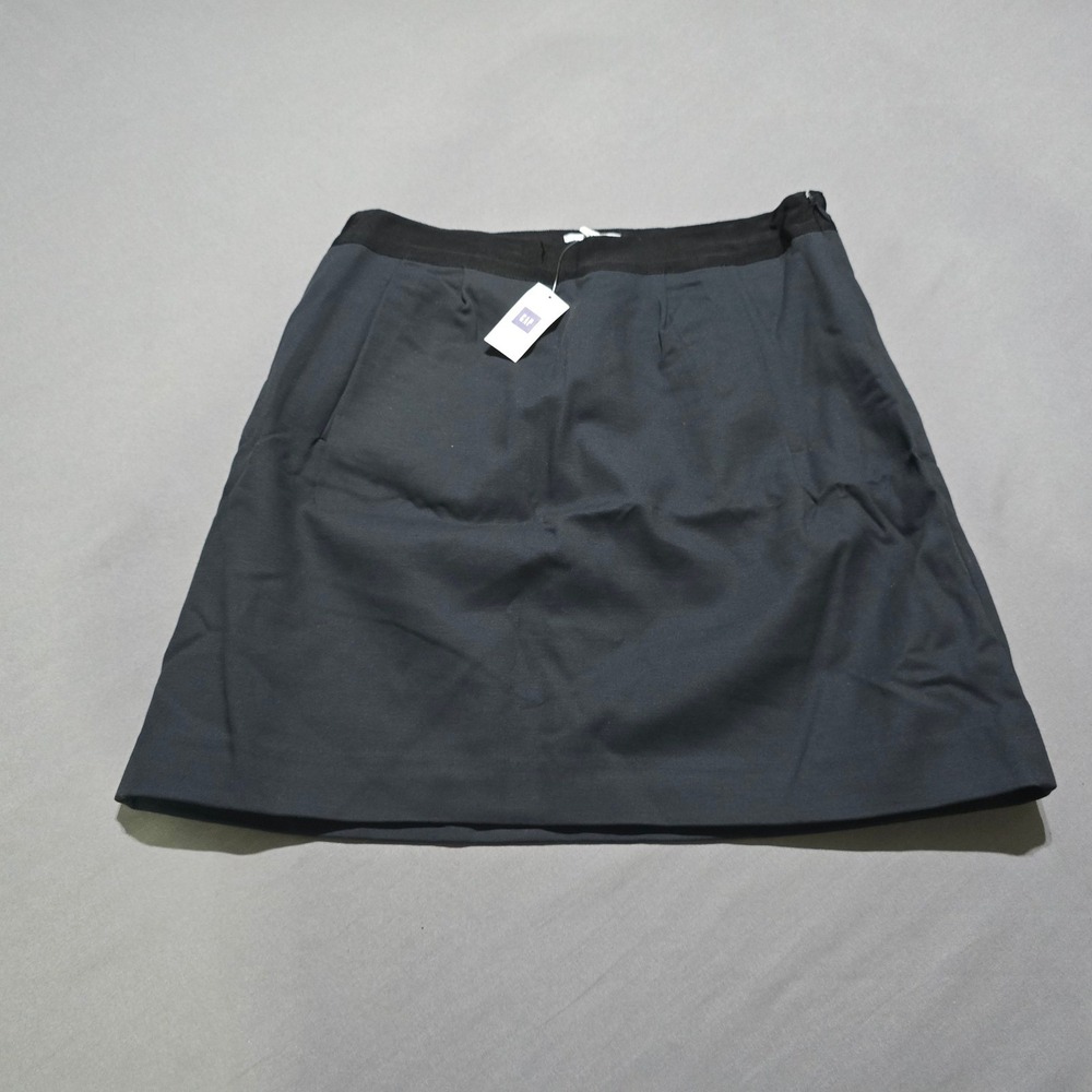 new Gap Mini Skirt Womens 4 Navy Blue Cotton Stretch A-Line Grosgrain Waist